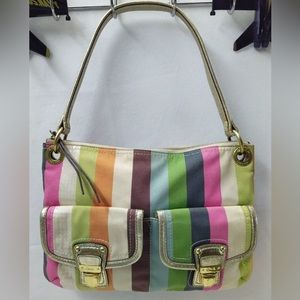 Coach Poppy legacy stripe hippie shoulder bag